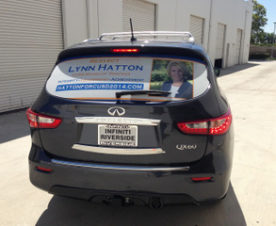 Vehicle vinyl window perf for election campaigns in Orange County