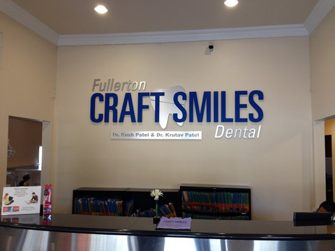 Brushed Metal Lobby Sign For Fullerton Craft Smiles Dental Office