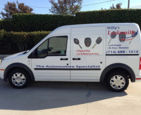 Ford Transit van graphics for locksmiths in Orange County
