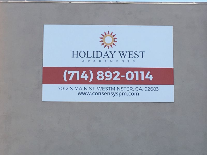 Apartment complex signs in Westminster CA