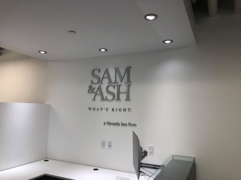 brushed aluminum 3D lobby logo signs in Newport Beach