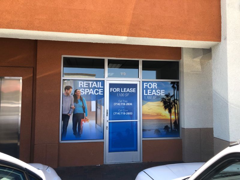 For Lease Window Graphics in Orange County CA