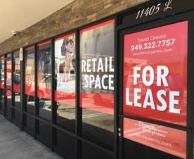 For Lease Retail Space Window Graphics in Orange County CA