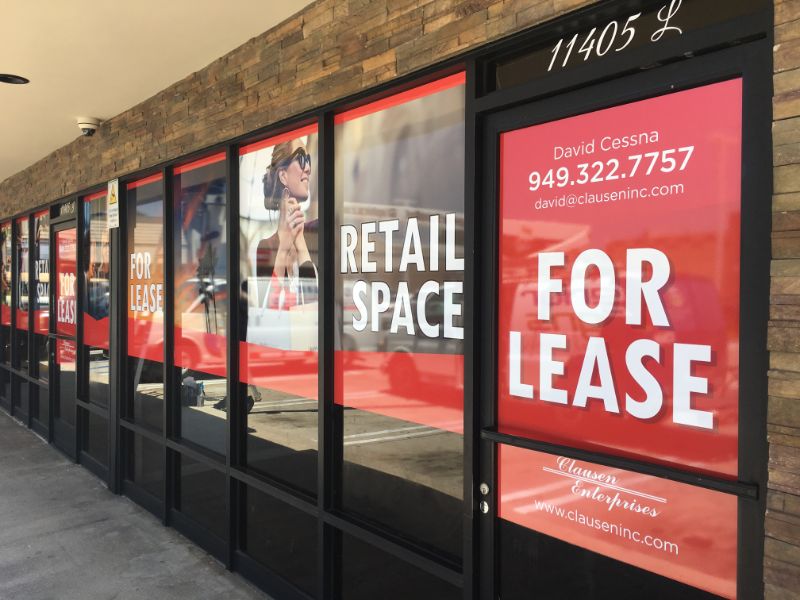 For Lease Retail Space Window Graphics in Orange County CA