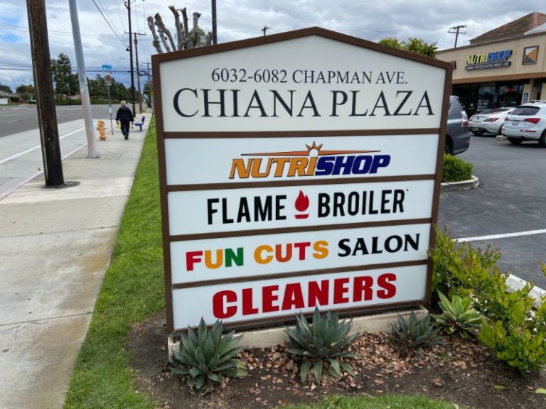 Shopping Center Sign Makeover and LED Retrofits in Garden Grove CA