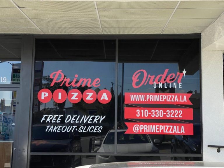 Pizza Parlor window graphics in Los Angeles CA