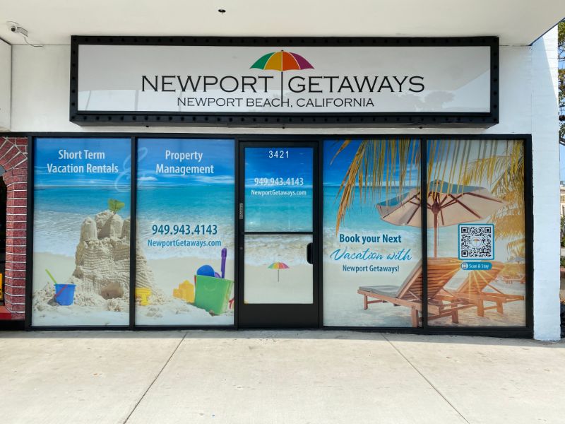 perforated window graphics in newport beach, ca