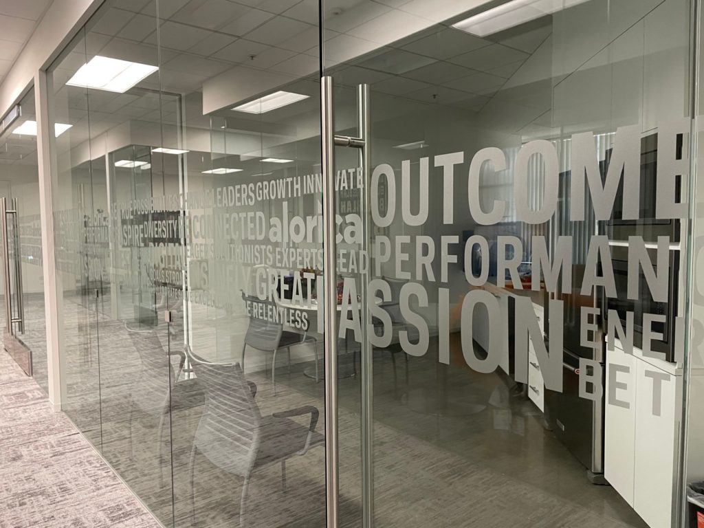 etched and frosted glass graphics for offices in irvine, ca