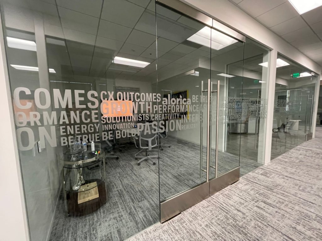word wall frosted glass graphics for offices in irvine, ca