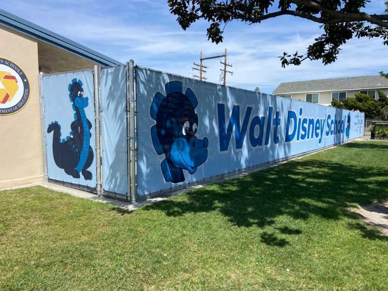 banner wraps for chain link fencing for schools in orange county, ca