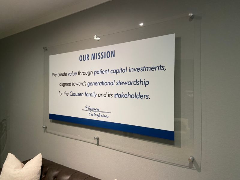 acrylic mission statement wall signs in orange county, ca