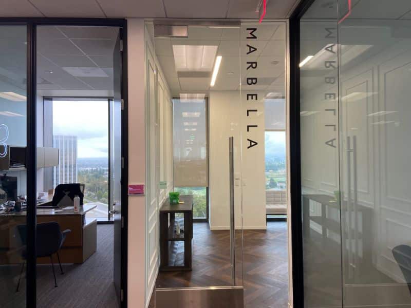 conference room glass vinyl lettering in newport beach, ca