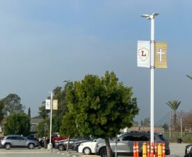 high school parking lot light pole banners in orange county, ca