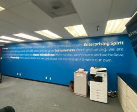 wall graphics with 3D lettering in los angeles, ca