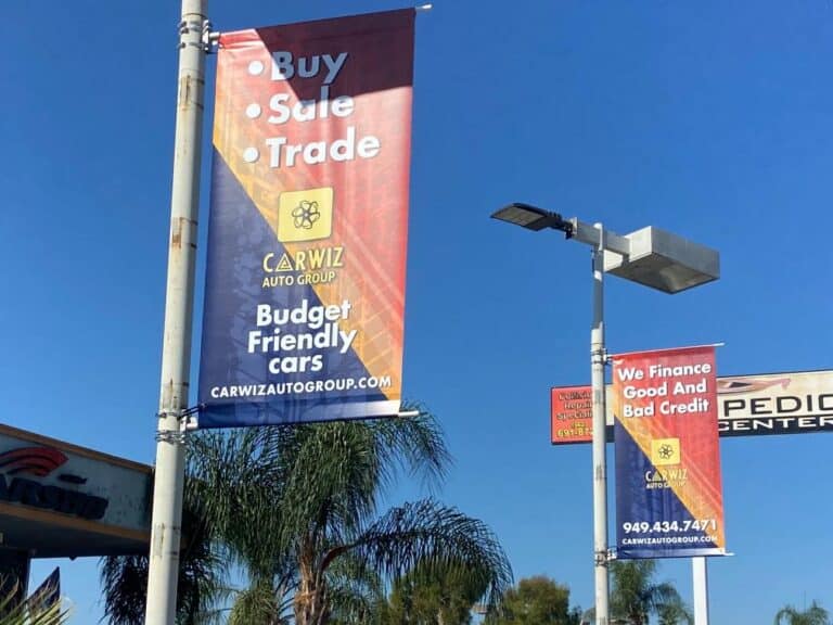 pole banners for auto dealers in orange county, ca