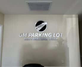 acrylic lobby logo signs with brushed metal face in orange county, ca