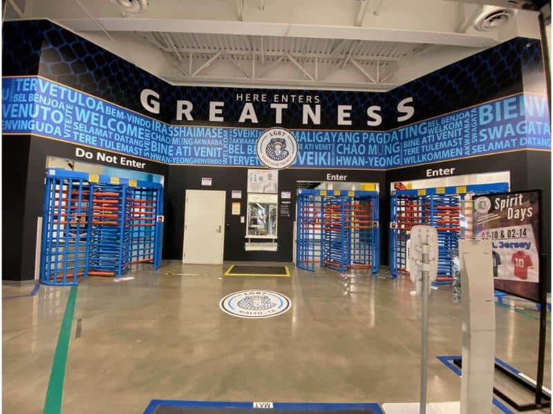 entrance wall wraps and graphics for warehouses in rialto, ca