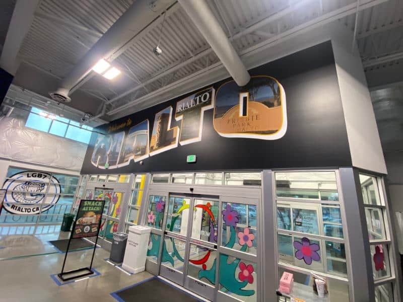 Custom wall graphic designs for industrial buildings in rialto, ca
