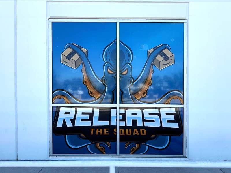perforated window graphics for commercial buildings in corona, ca