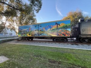 Historic train car vinyl mural wrap graphics in Los ANgeles, ca