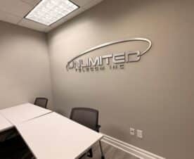 brushed metal lobby logo signs for conference rooms in irvine, ca