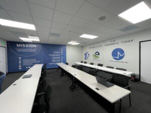 Conference Room wall graphics in orange, ca