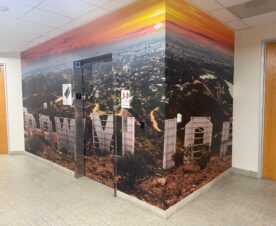 Lobby and elevator environmental wall wraps and graphics in orange county, ca