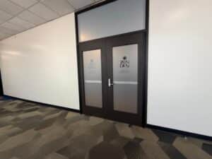 frosted glass graphics for CSUF Zen Den in Fullerton, ca