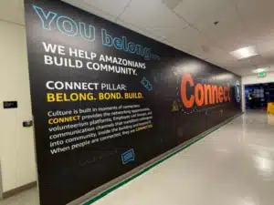 Custom wall wraps for Amazon last mile facilities in santa ana, ca